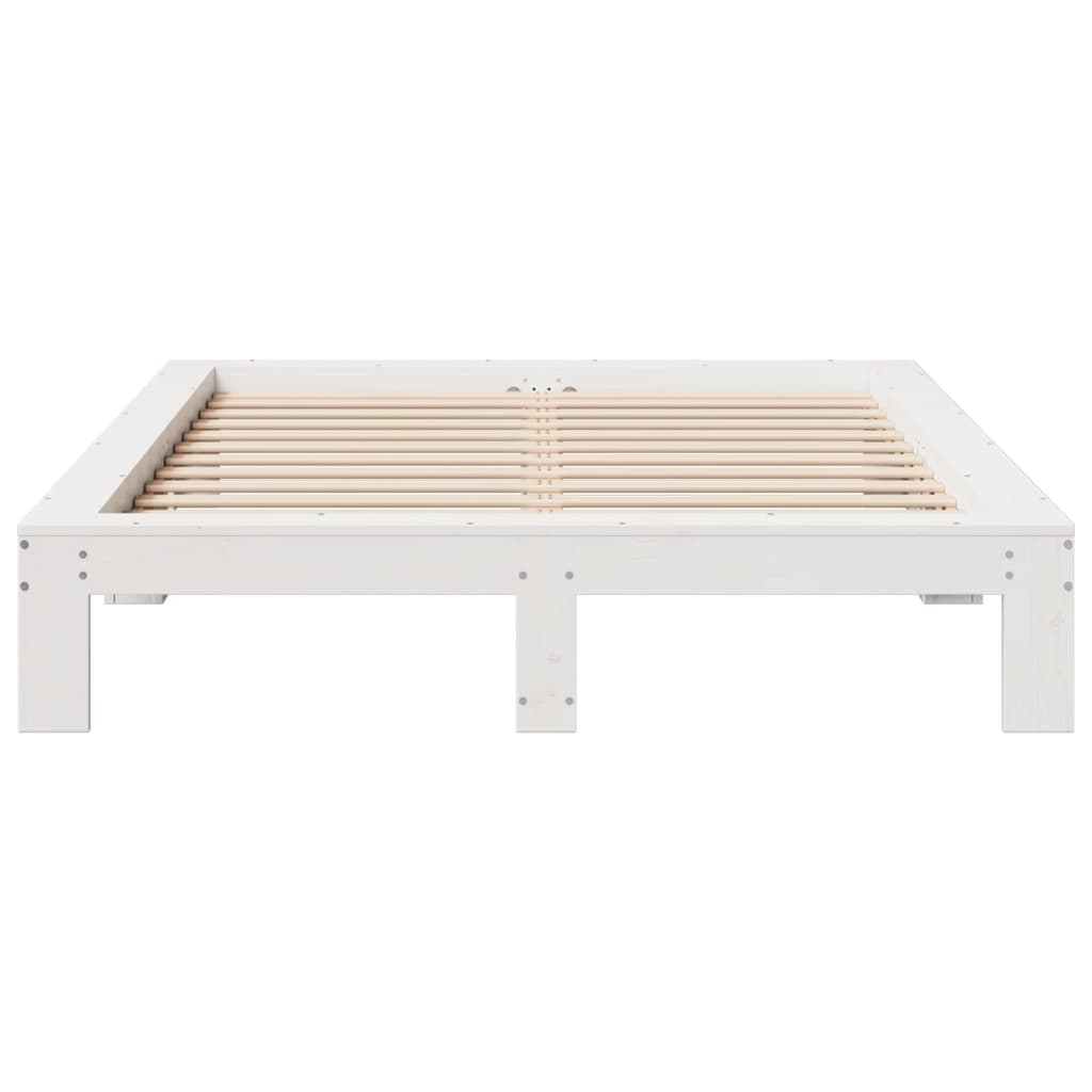 Bed Frame without Mattress White 150x200 cm King Size Solid Wood Pine