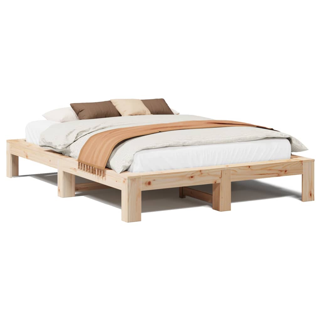Bed Frame without Mattress 140x200 cm Solid Wood Pine