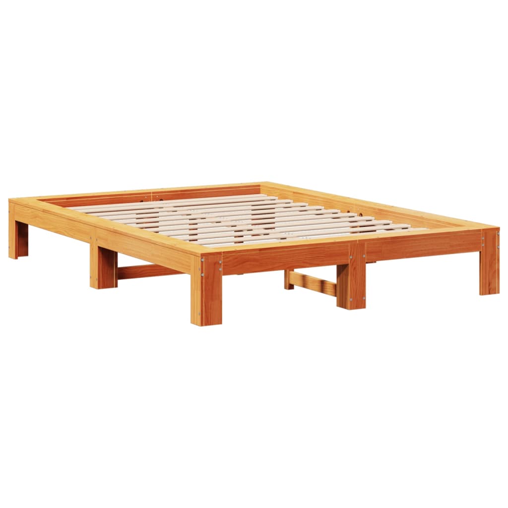 Bed Frame without Mattress Wax Brown 140x200 cm Solid Wood Pine