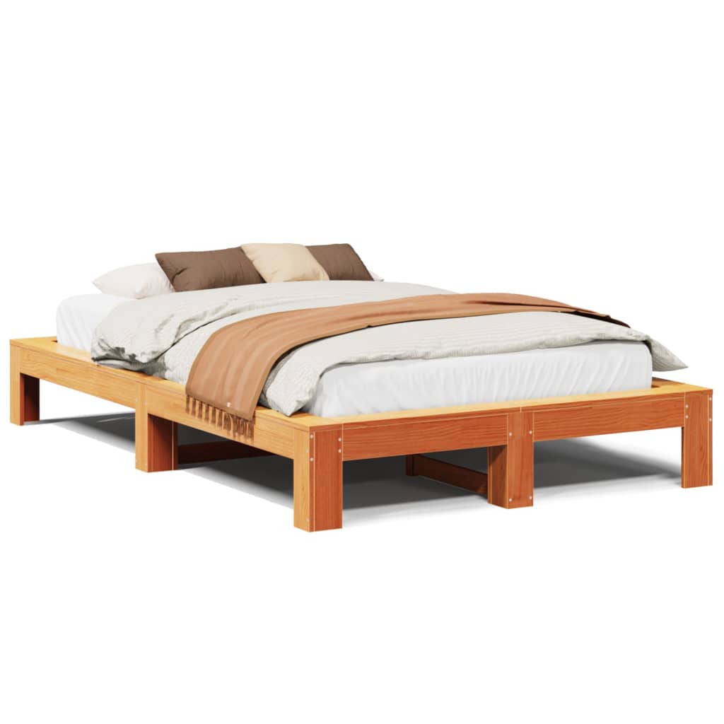 Bed Frame without Mattress Wax Brown 120x200 cm Solid Wood Pine