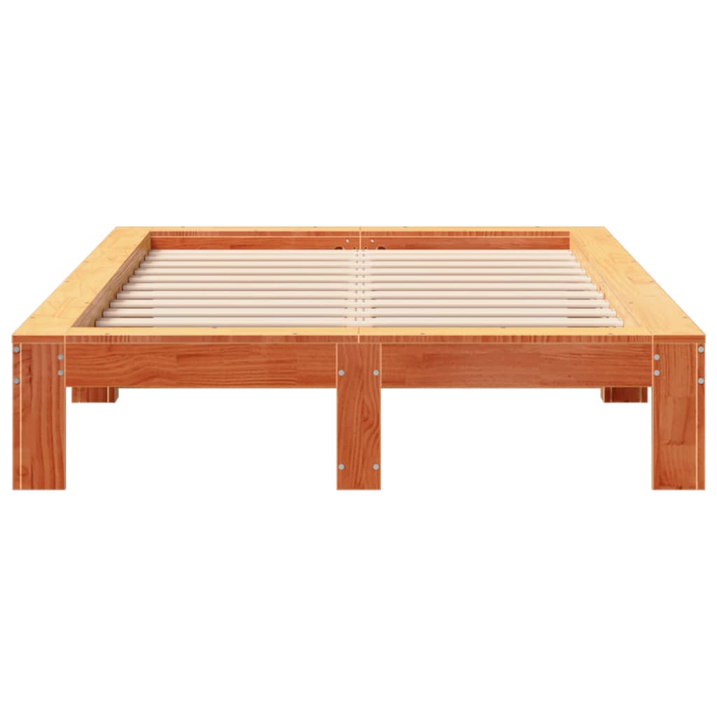 Bed Frame without Mattress Wax Brown 120x200 cm Solid Wood Pine