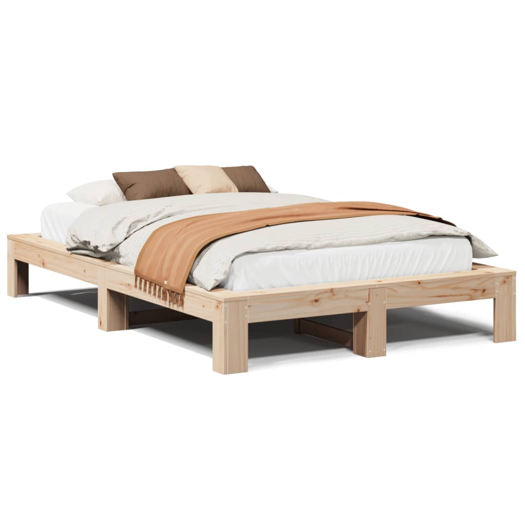 Bed Frame without Mattress 135x190 cm Double Solid Wood Pine
