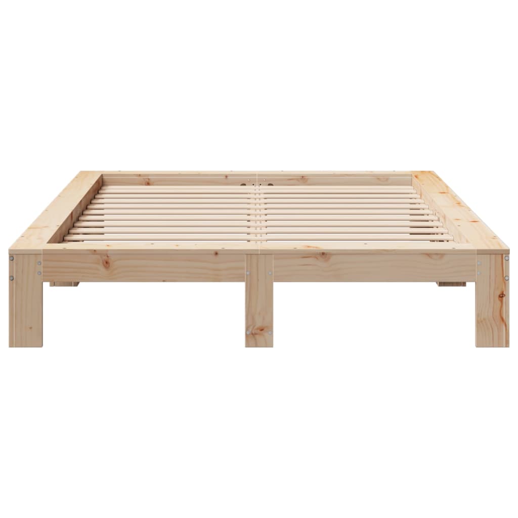 Bed Frame without Mattress 135x190 cm Double Solid Wood Pine