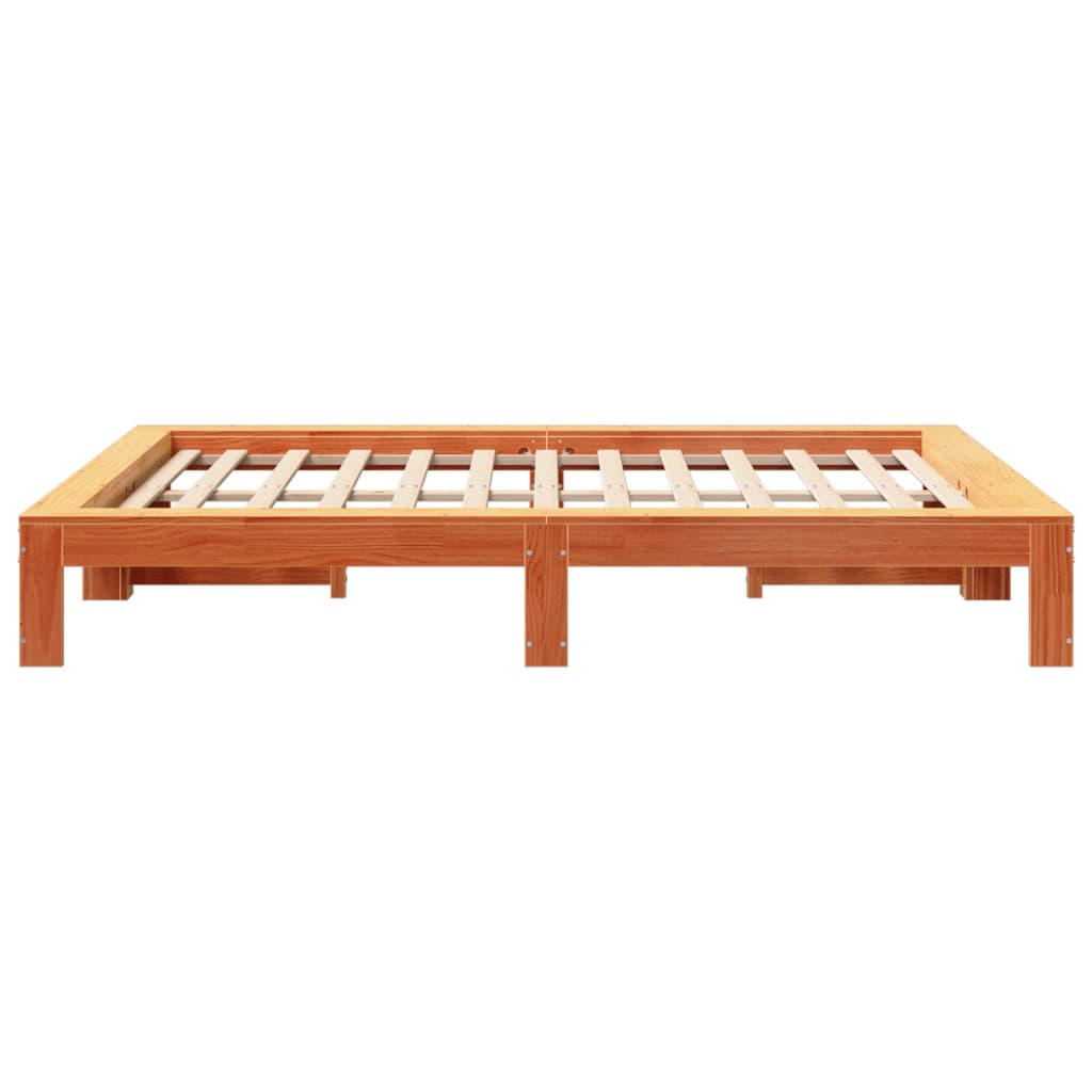Bed Frame without Mattress Wax Brown 135x190 cm Double Solid Wood Pine