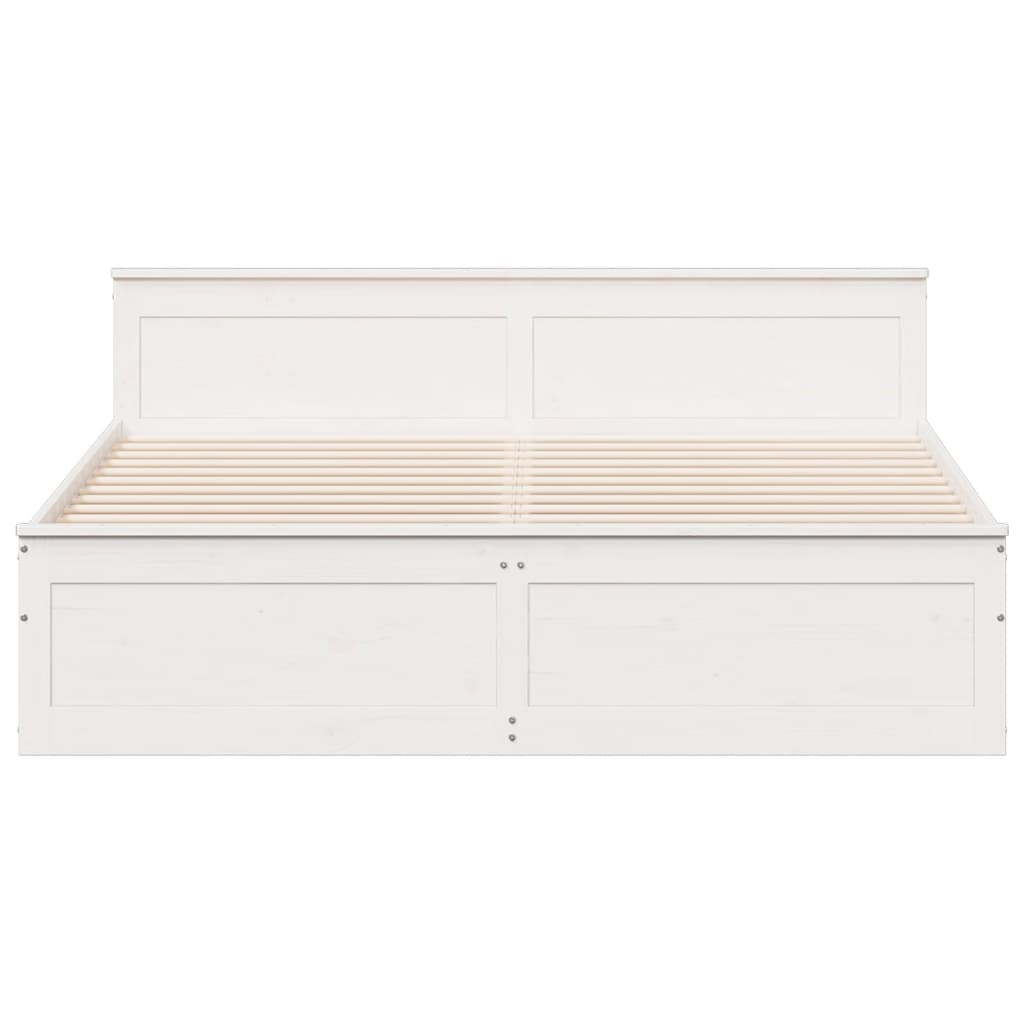 Bed Frame without Mattress with Headboard White 200x200 cm Solid Wood Pine