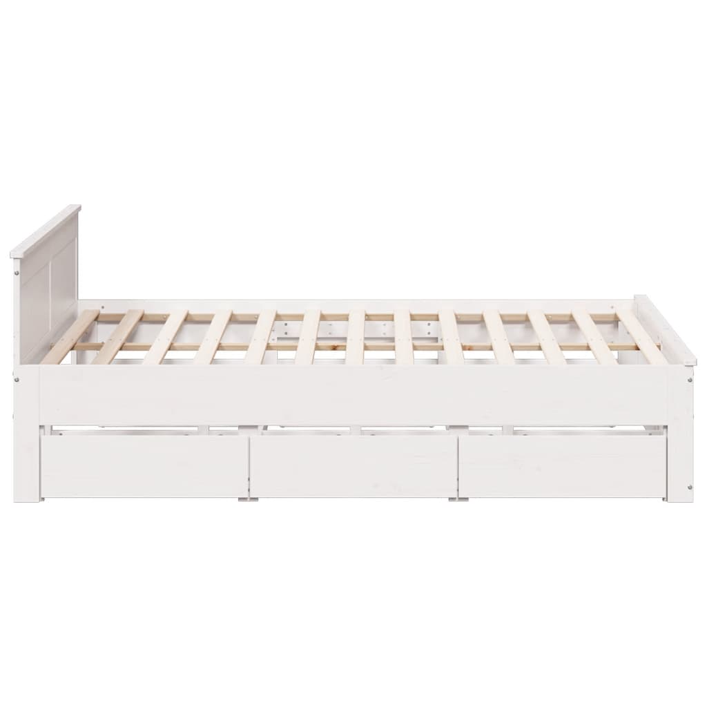Bed Frame without Mattress with Headboard White 200x200 cm Solid Wood Pine