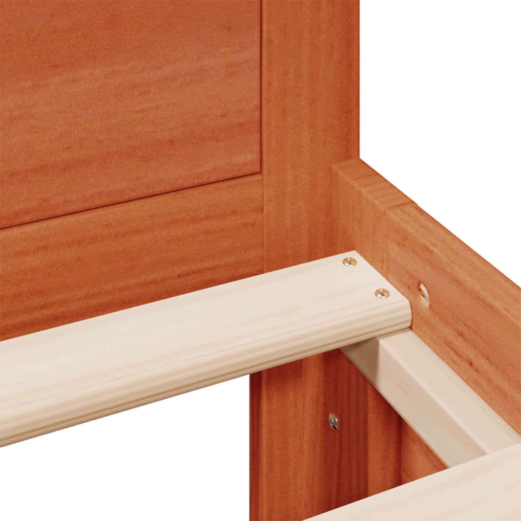 Bed Frame without Mattress with Headboard Wax Brown 200x200 cm Solid Wood Pine