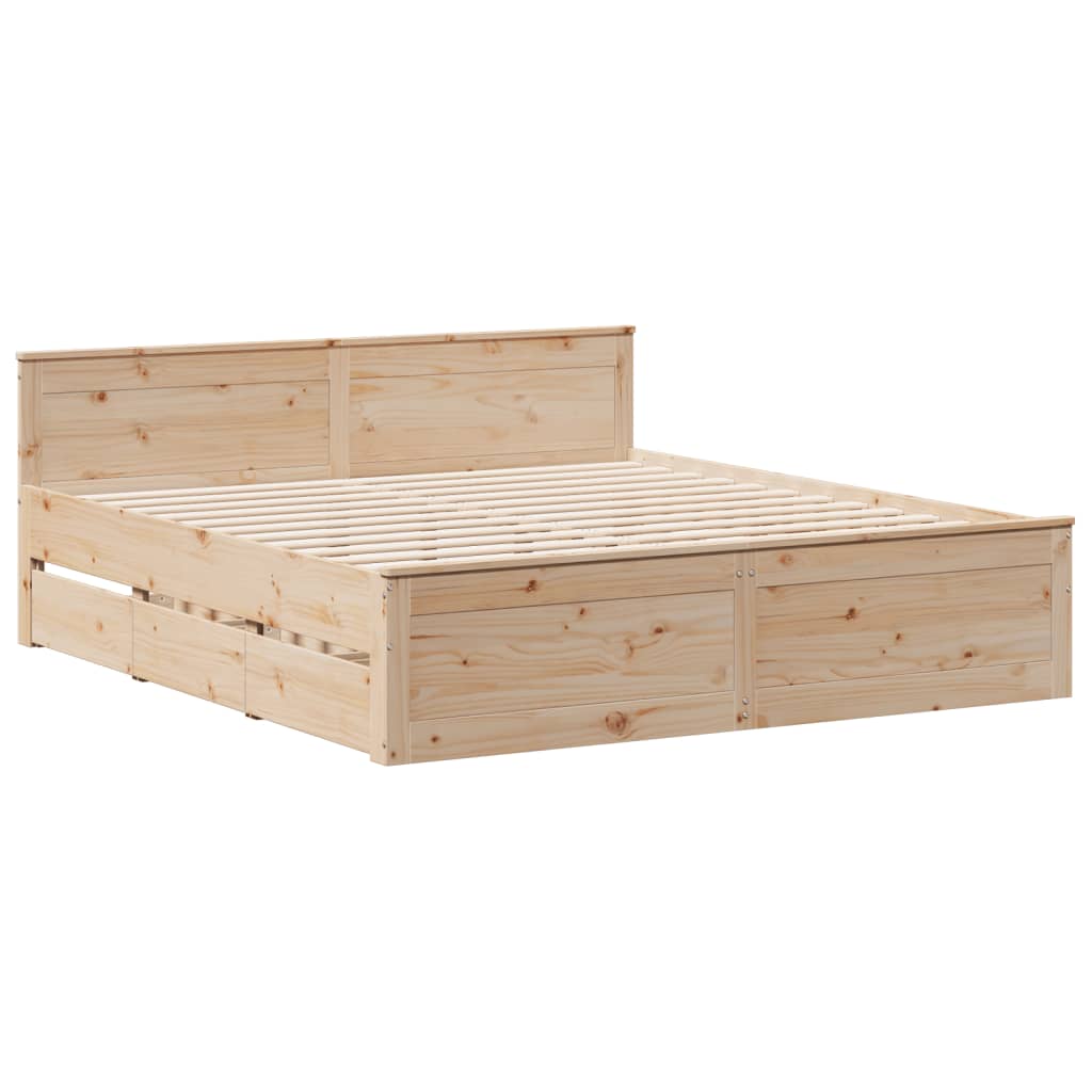 Bed Frame without Mattress with Headboard 180x200 cm Super King Solid Wood Pine