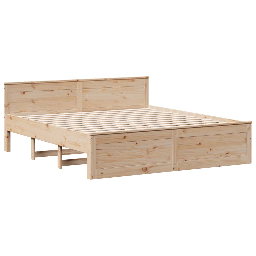 Bed Frame without Mattress with Headboard 180x200 cm Super King Solid Wood Pine