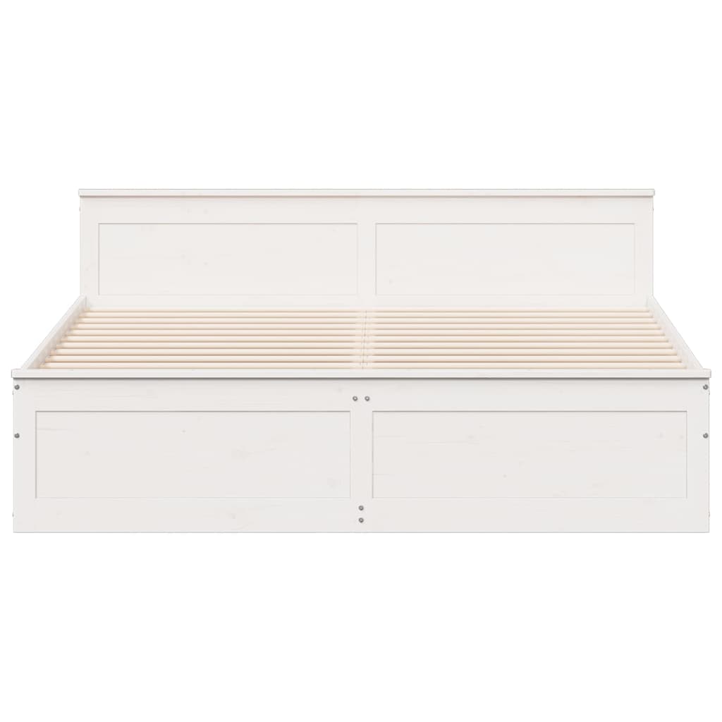 Bed Frame without Mattress with Headboard White 180x200 cm Super King Solid Wood Pine