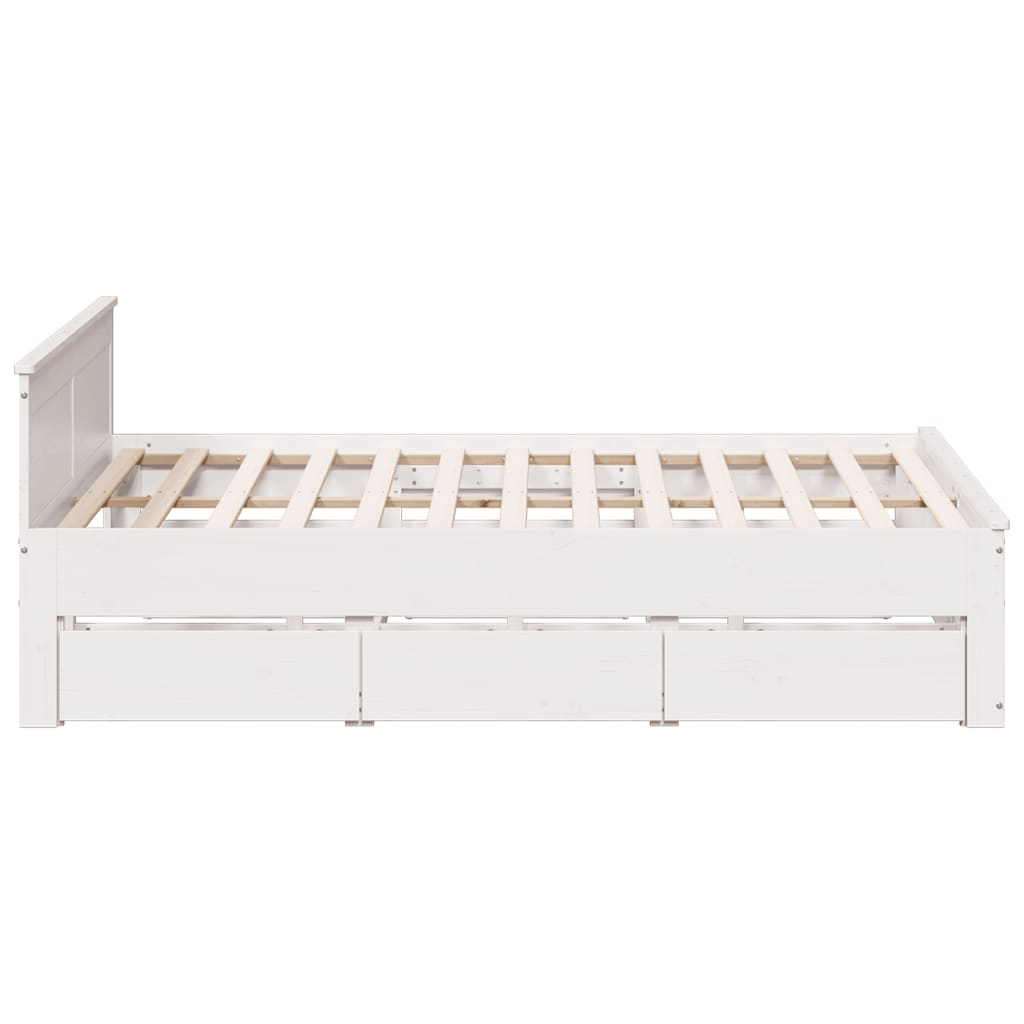 Bed Frame without Mattress with Headboard White 180x200 cm Super King Solid Wood Pine