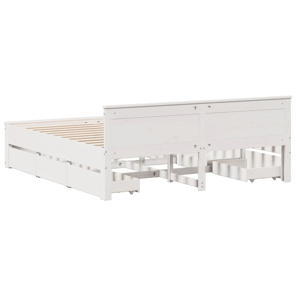 Bed Frame without Mattress with Headboard White 180x200 cm Super King Solid Wood Pine