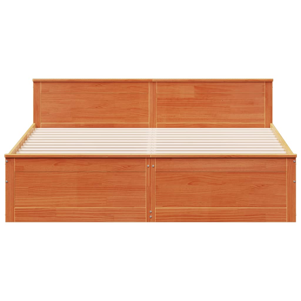 Bed Frame without Mattress with Headboard Wax Brown 180x200 cm Super King Solid Wood Pine