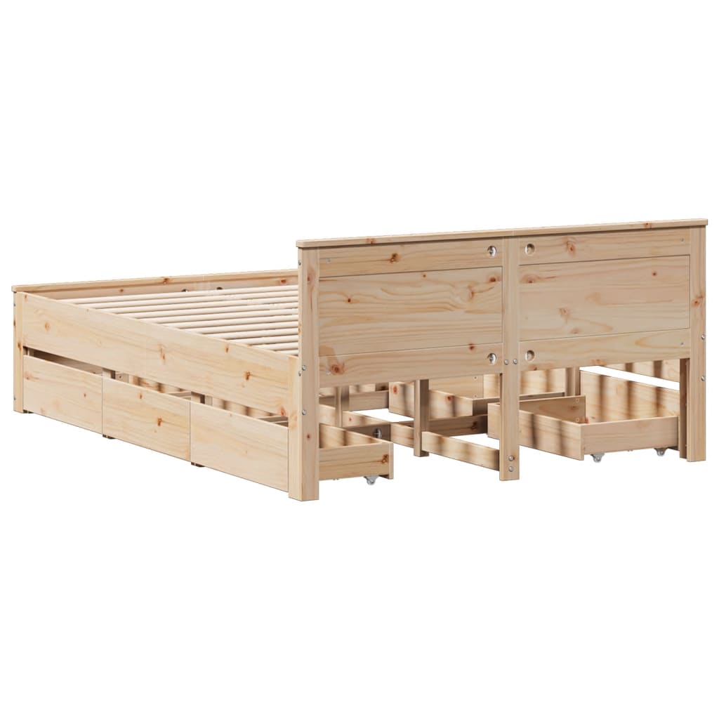 Bed Frame without Mattress with Headboard 160x200 cm Solid Wood Pine
