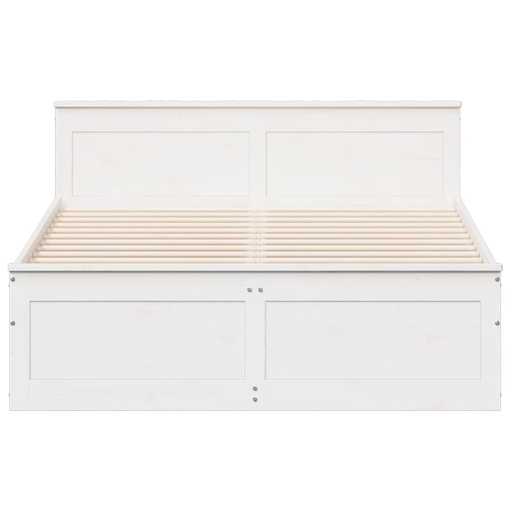 Bed Frame without Mattress with Headboard White 160x200 cm Solid Wood Pine