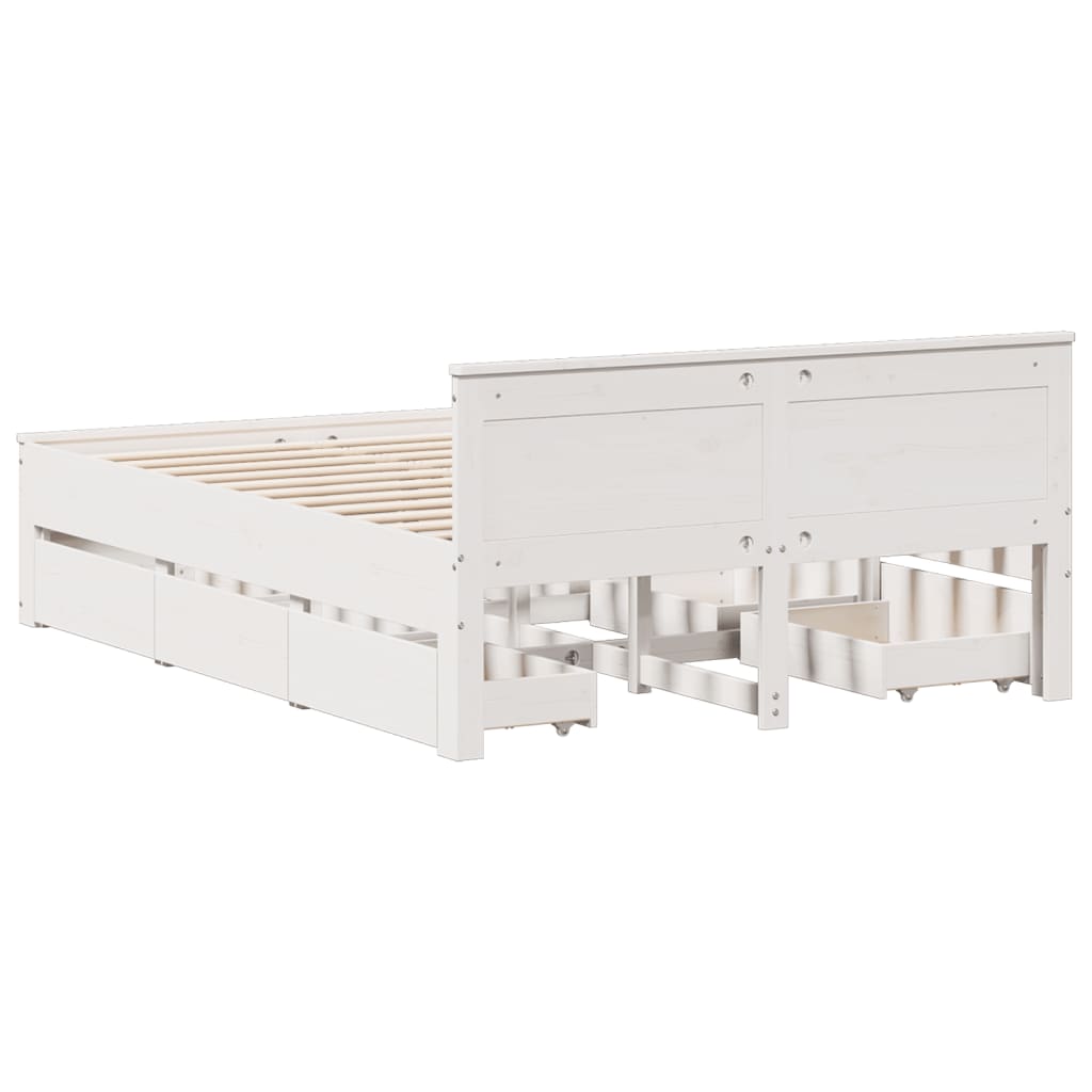 Bed Frame without Mattress with Headboard White 160x200 cm Solid Wood Pine