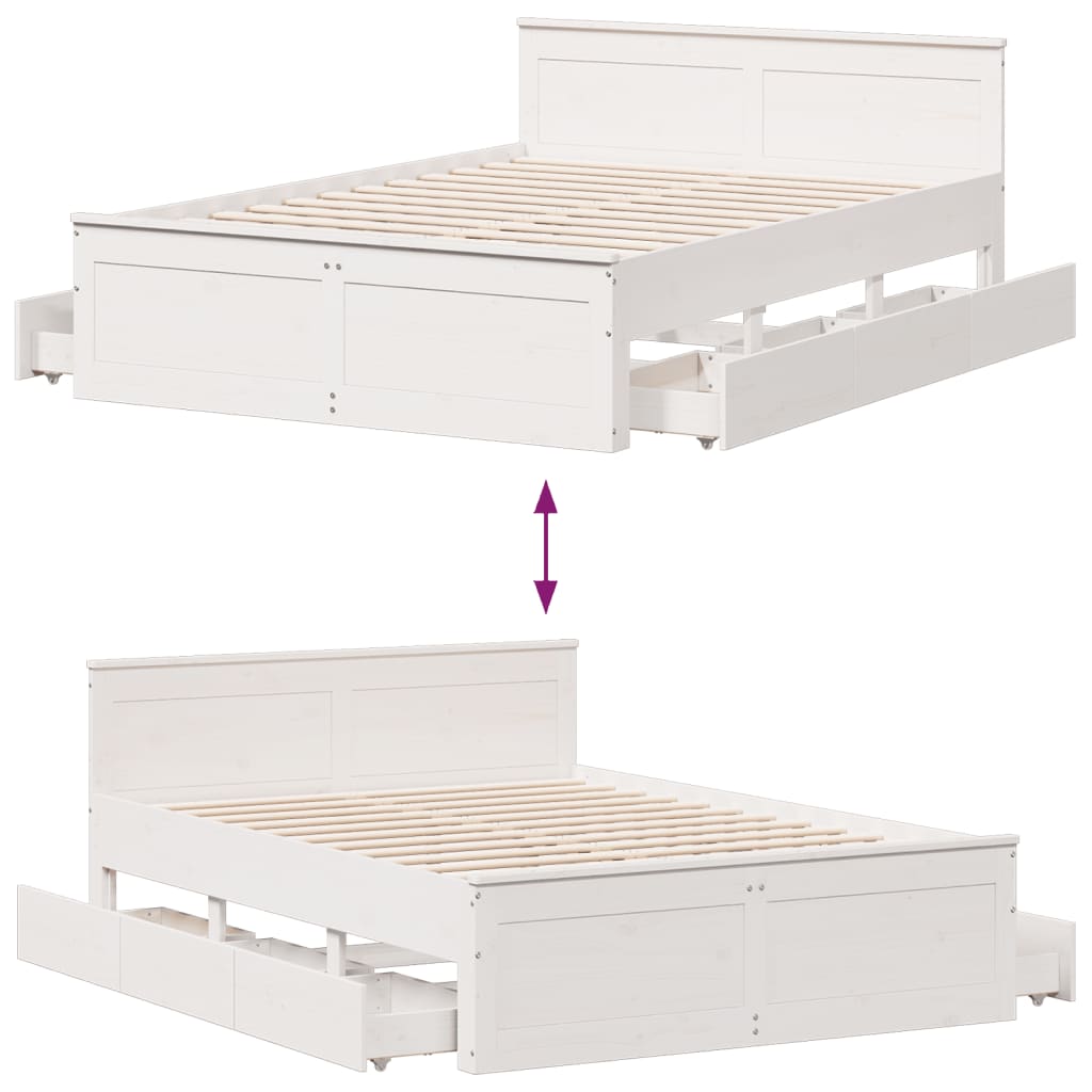 Bed Frame without Mattress with Headboard White 160x200 cm Solid Wood Pine