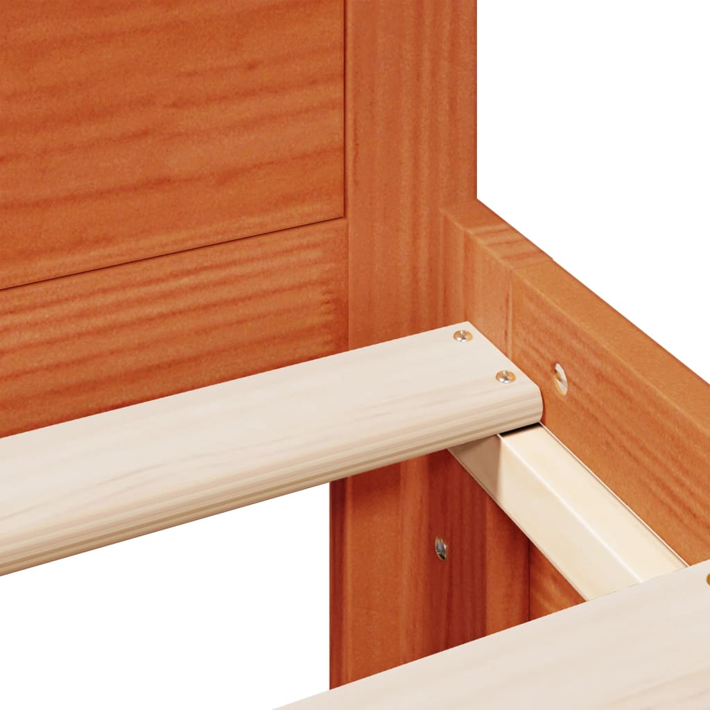 Bed Frame without Mattress with Headboard Wax Brown 160x200 cm Solid Wood Pine