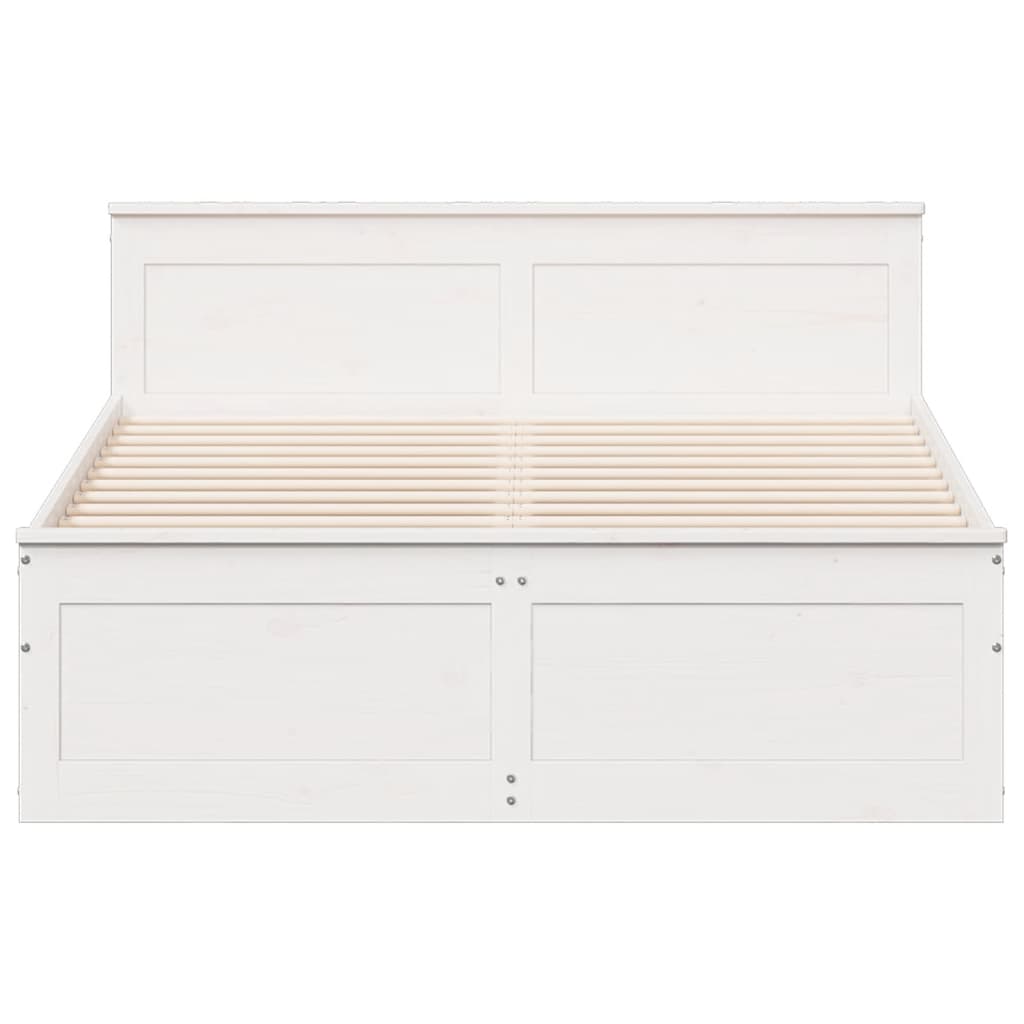 Bed Frame without Mattress with Headboard White 150x200 cm King Size Solid Wood Pine