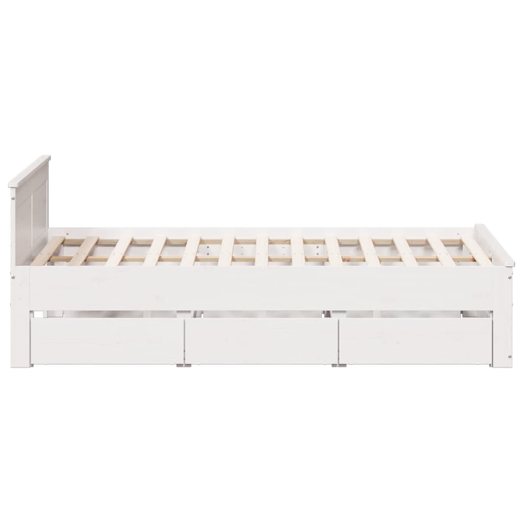 Bed Frame without Mattress with Headboard White 150x200 cm King Size Solid Wood Pine