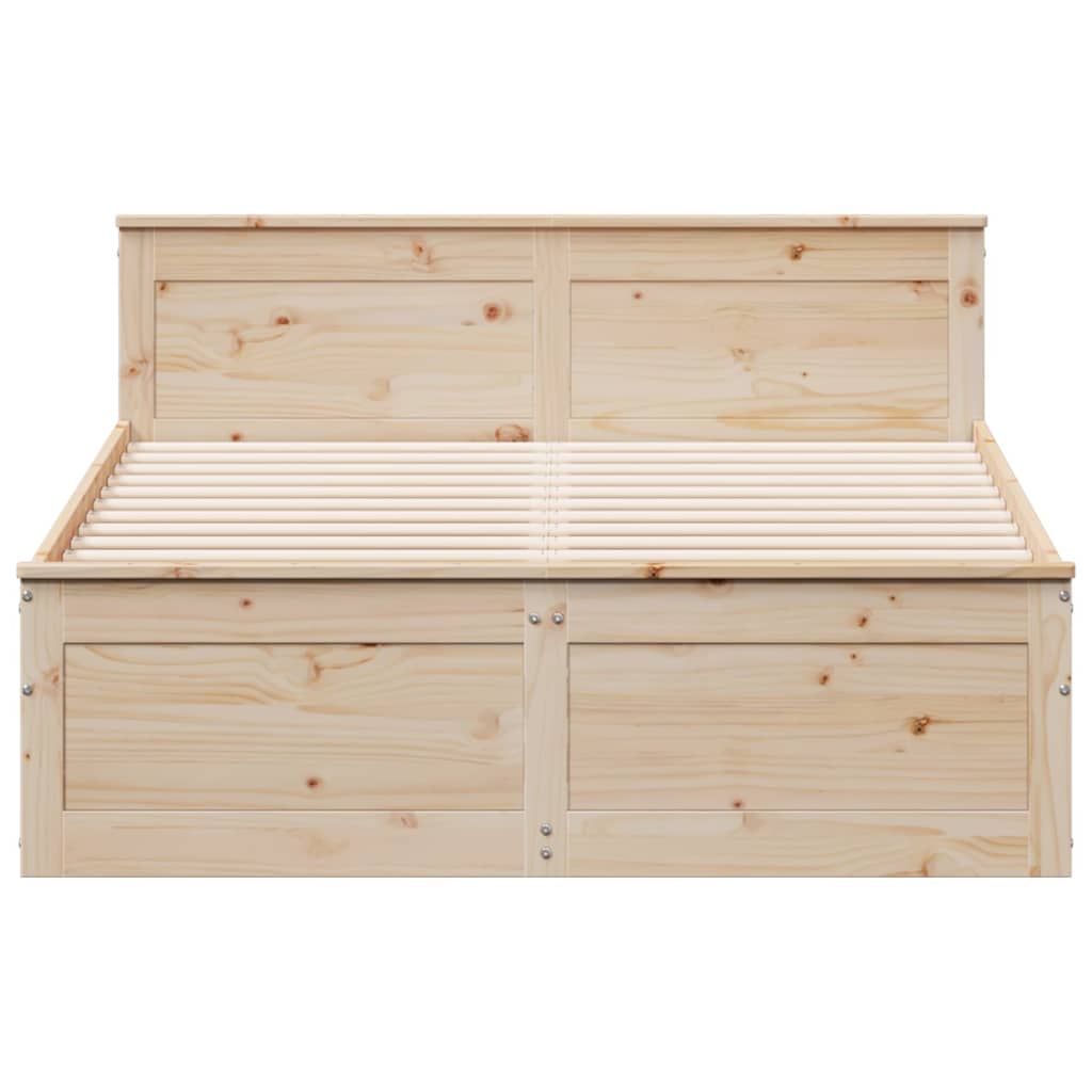 Bed Frame without Mattress with Headboard 140x200 cm Solid Wood Pine