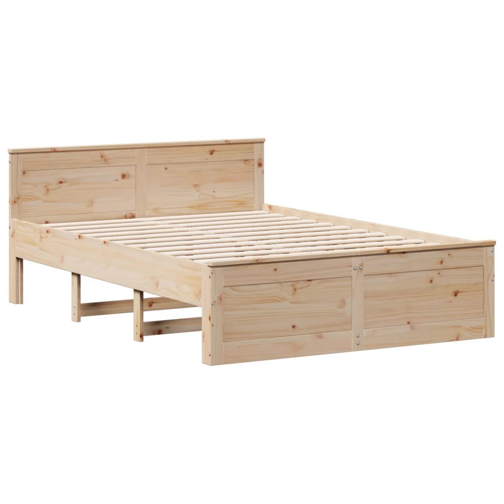 Bed Frame without Mattress with Headboard 140x200 cm Solid Wood Pine