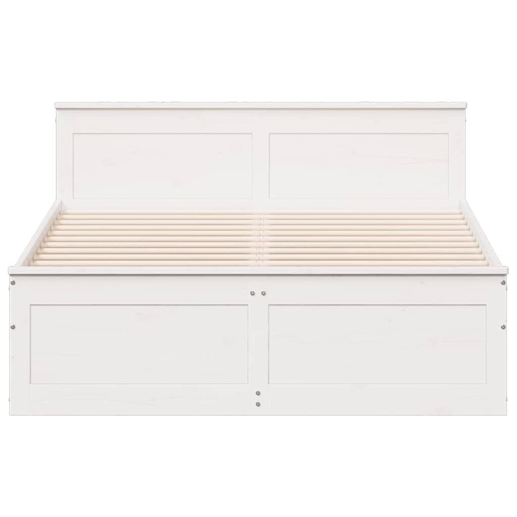 Bed Frame without Mattress with Headboard White 140x200 cm Solid Wood Pine