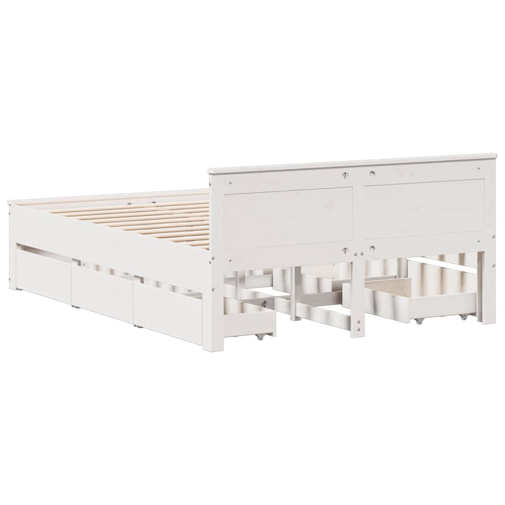 Bed Frame without Mattress with Headboard White 140x200 cm Solid Wood Pine