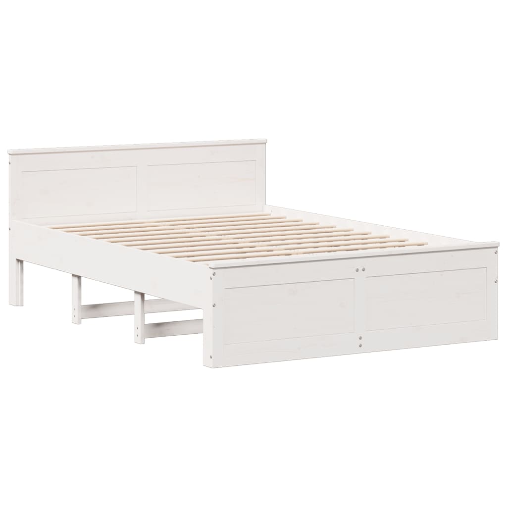 Bed Frame without Mattress with Headboard White 140x200 cm Solid Wood Pine