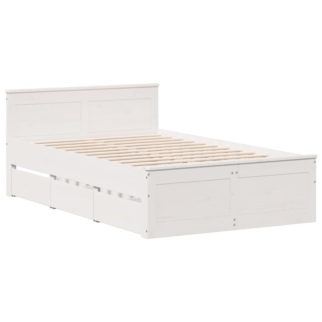 Bed Frame without Mattress with Headboard White 120x200 cm Solid Wood Pine