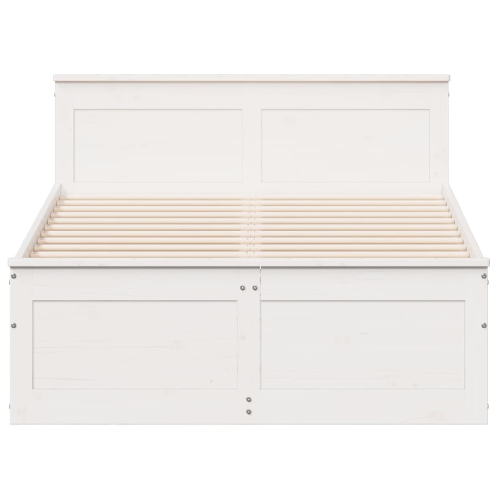 Bed Frame without Mattress with Headboard White 120x200 cm Solid Wood Pine