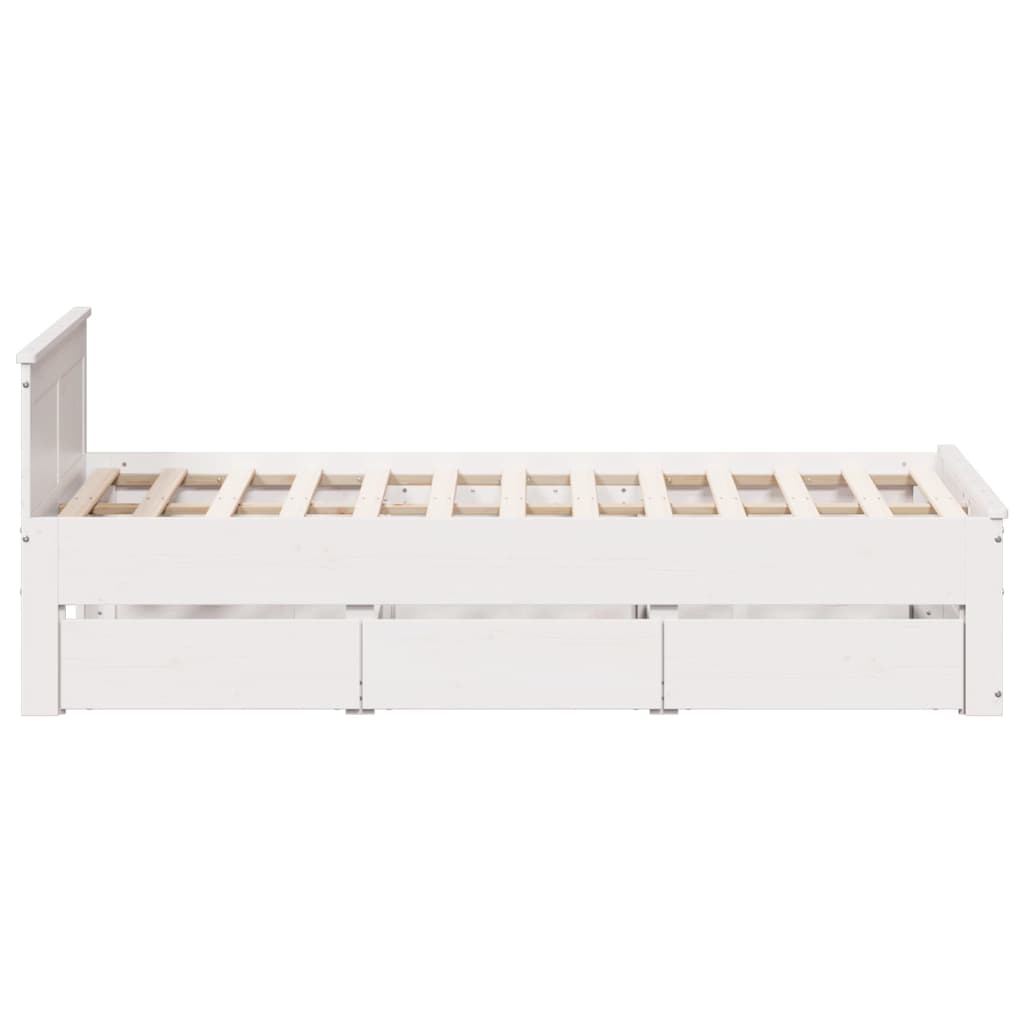 Bed Frame without Mattress with Headboard White 120x200 cm Solid Wood Pine