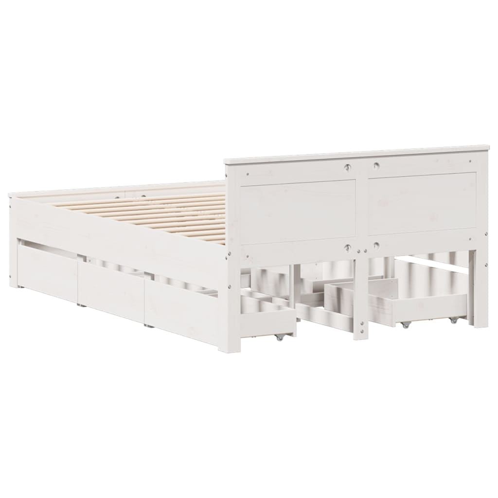 Bed Frame without Mattress with Headboard White 120x200 cm Solid Wood Pine