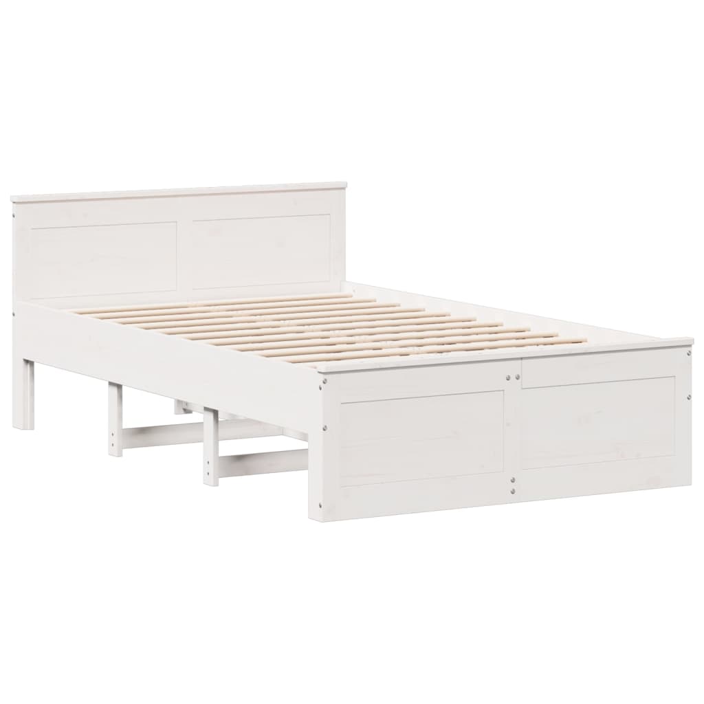 Bed Frame without Mattress with Headboard White 120x200 cm Solid Wood Pine
