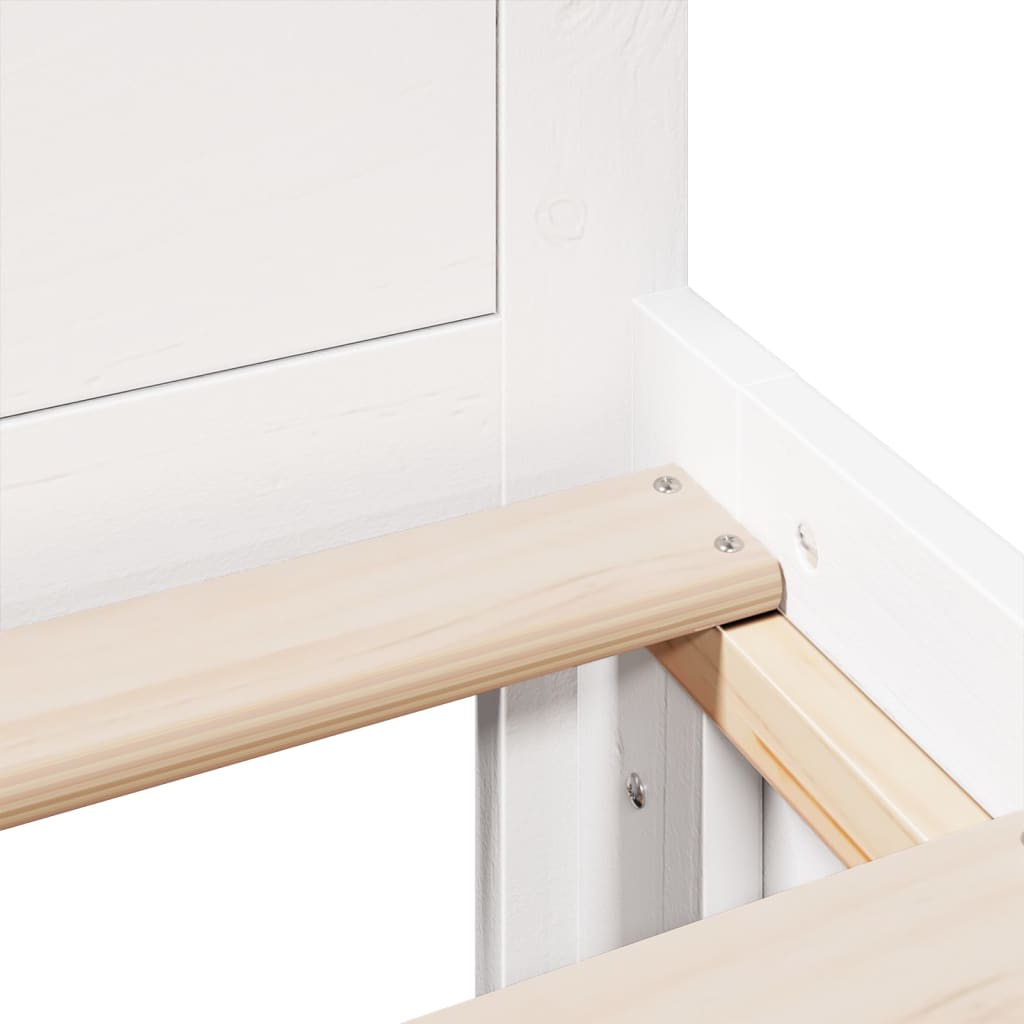 Bed Frame without Mattress with Headboard White 120x200 cm Solid Wood Pine