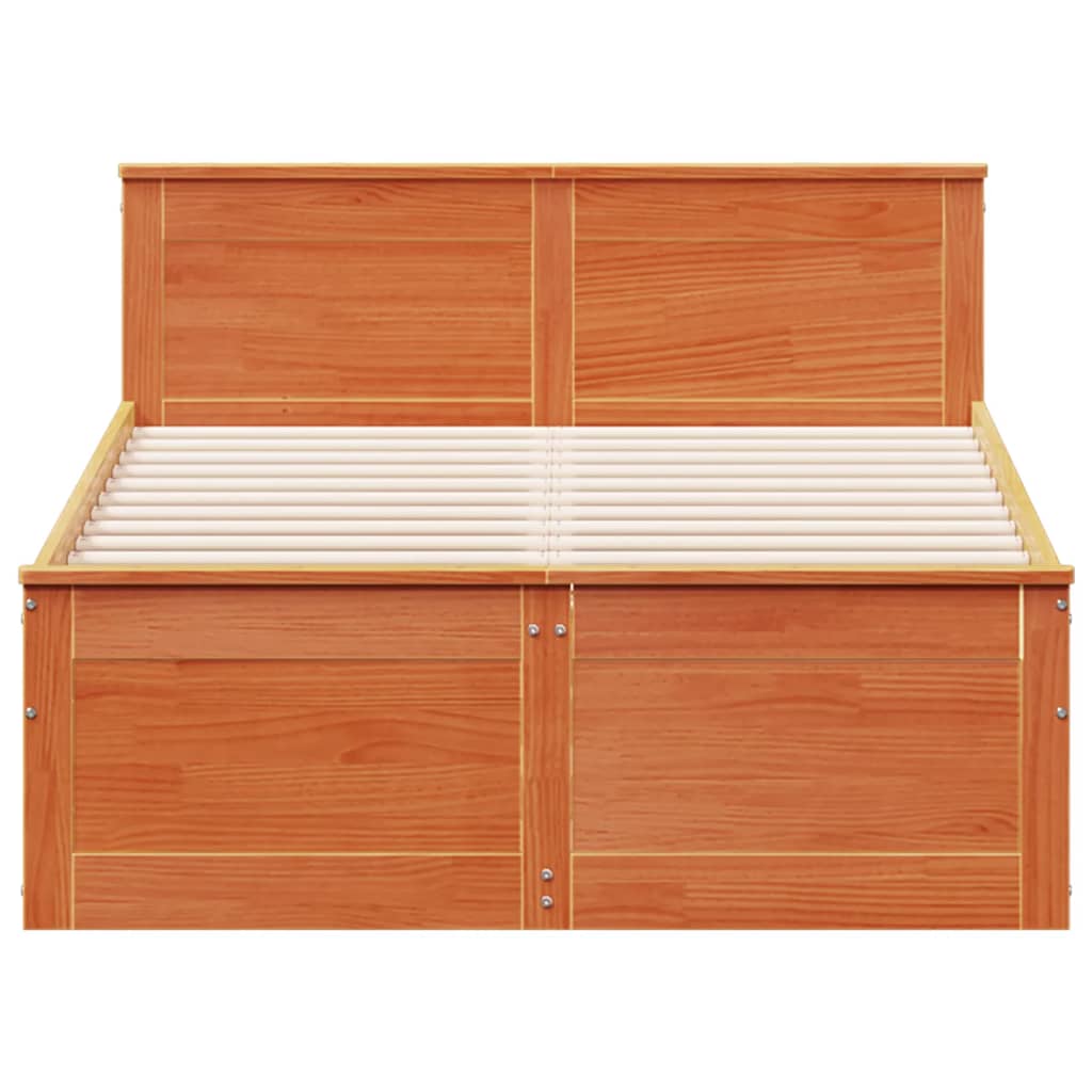 Bed Frame without Mattress with Headboard Wax Brown 120x200 cm Solid Wood Pine
