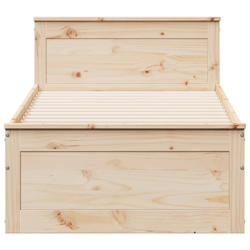 Bed Frame without Mattress with Headboard 100x200 cm Solid Wood Pine