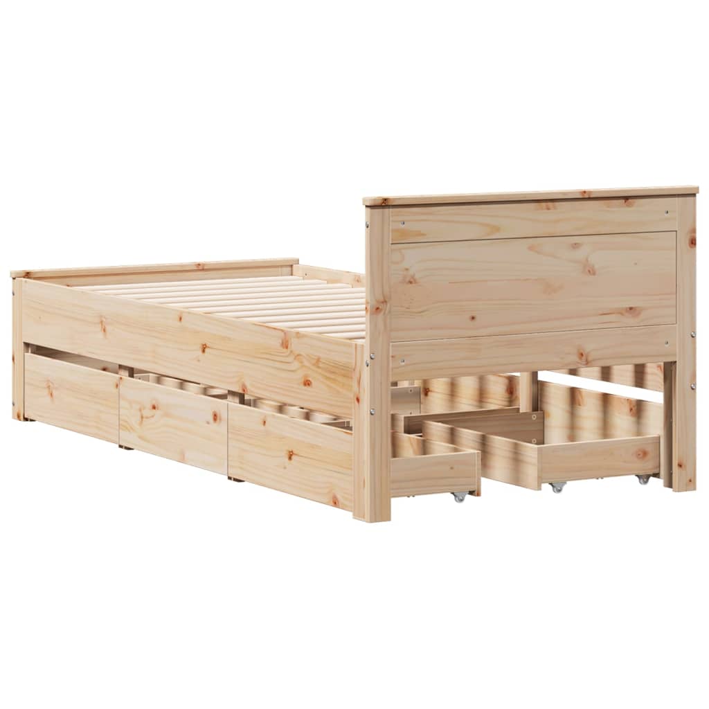 Bed Frame without Mattress with Headboard 100x200 cm Solid Wood Pine