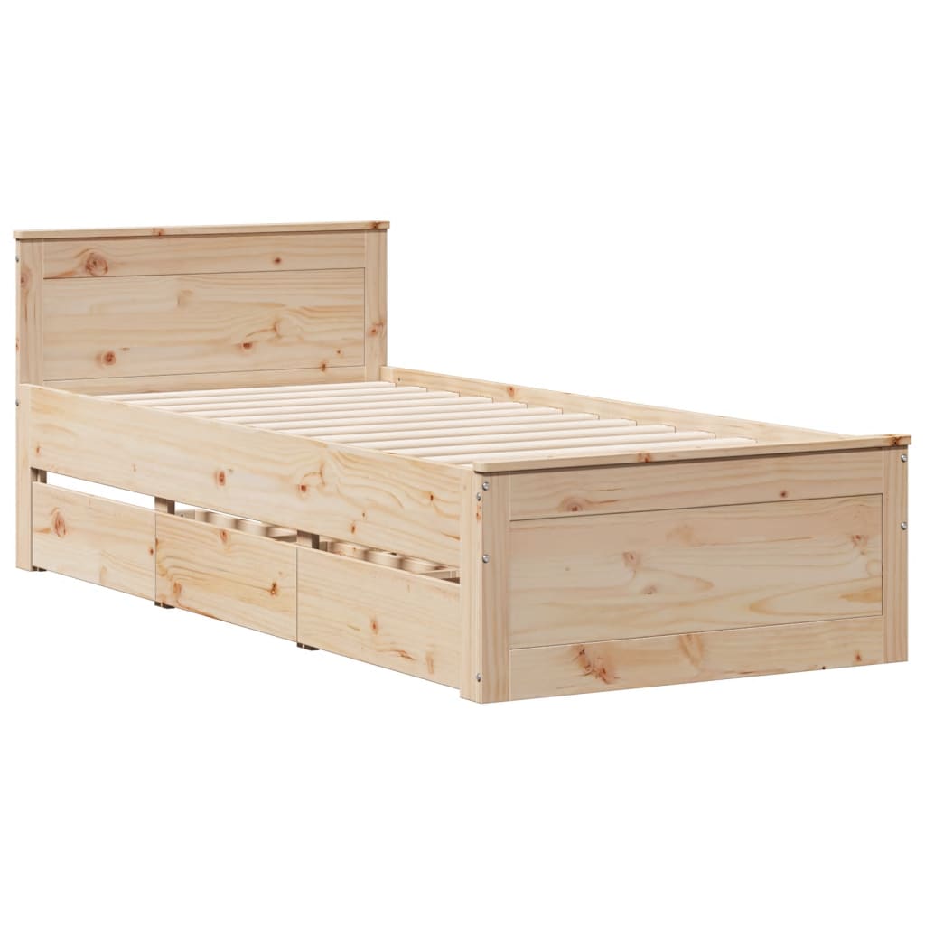 Bed Frame without Mattress with Headboard 90x200 cm Solid Wood Pine