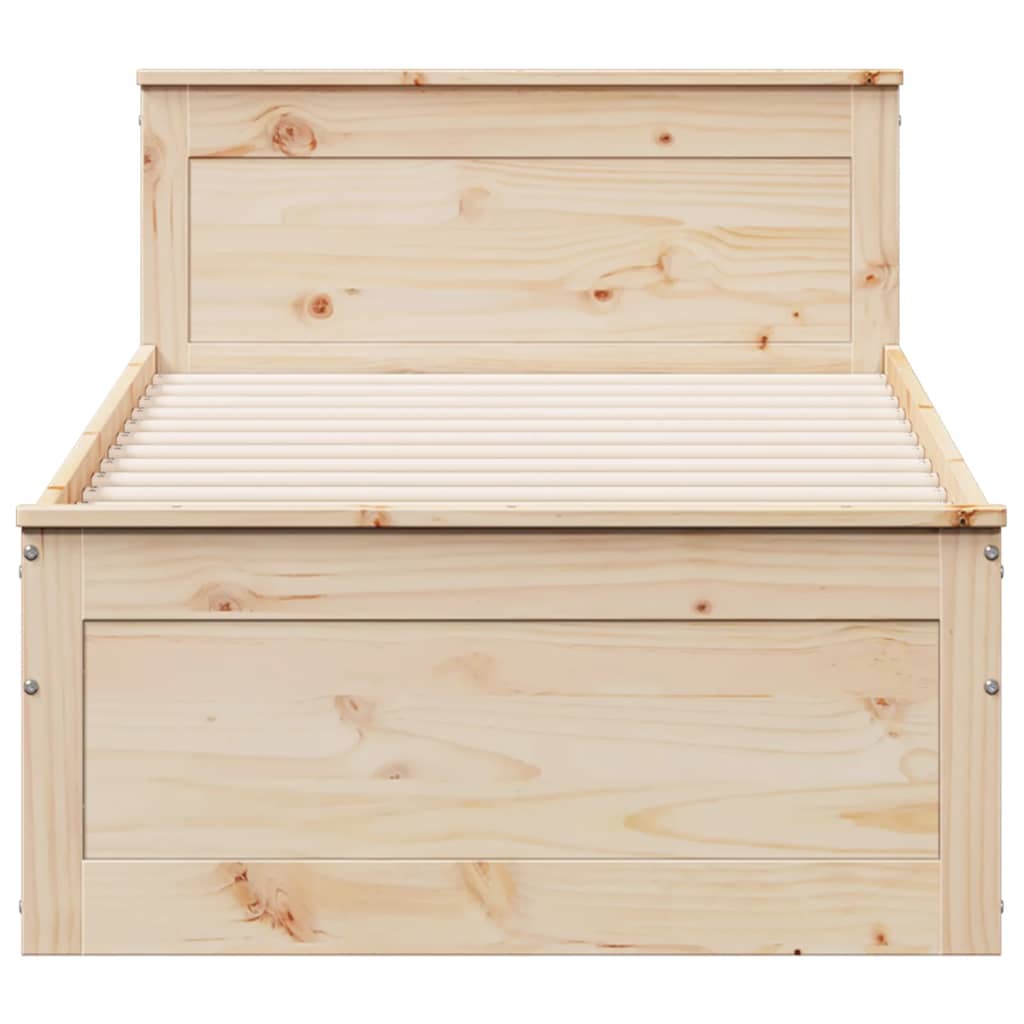 Bed Frame without Mattress with Headboard 90x200 cm Solid Wood Pine