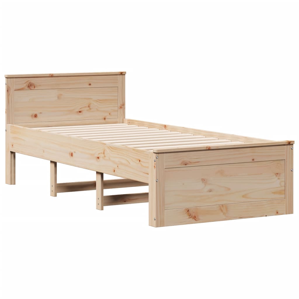 Bed Frame without Mattress with Headboard 90x200 cm Solid Wood Pine