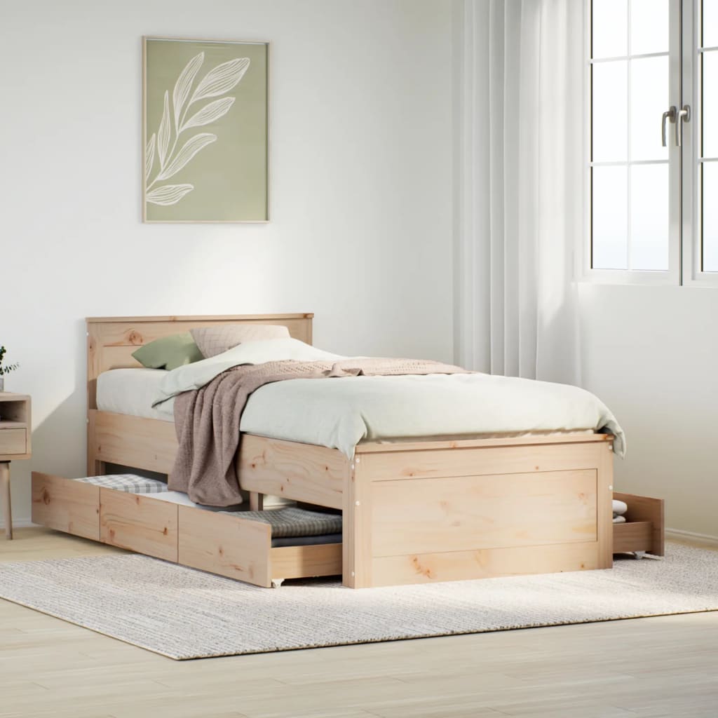 Bed Frame without Mattress with Headboard 90x200 cm Solid Wood Pine