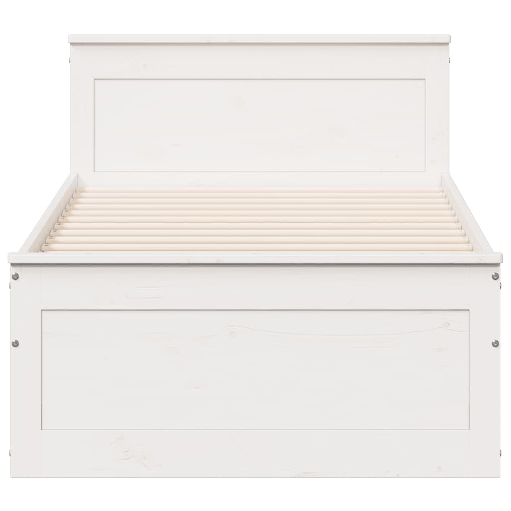 Bed Frame without Mattress with Headboard White 90x200 cm Solid Wood Pine