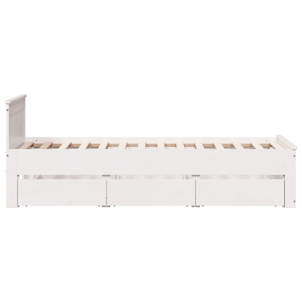 Bed Frame without Mattress with Headboard White 90x200 cm Solid Wood Pine