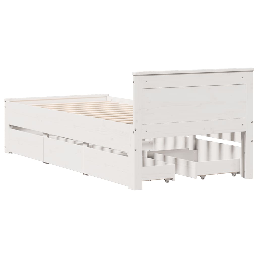 Bed Frame without Mattress with Headboard White 90x200 cm Solid Wood Pine
