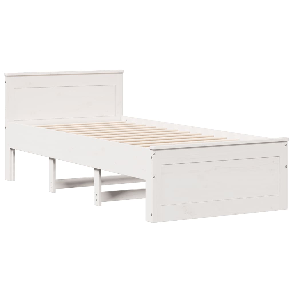 Bed Frame without Mattress with Headboard White 90x200 cm Solid Wood Pine