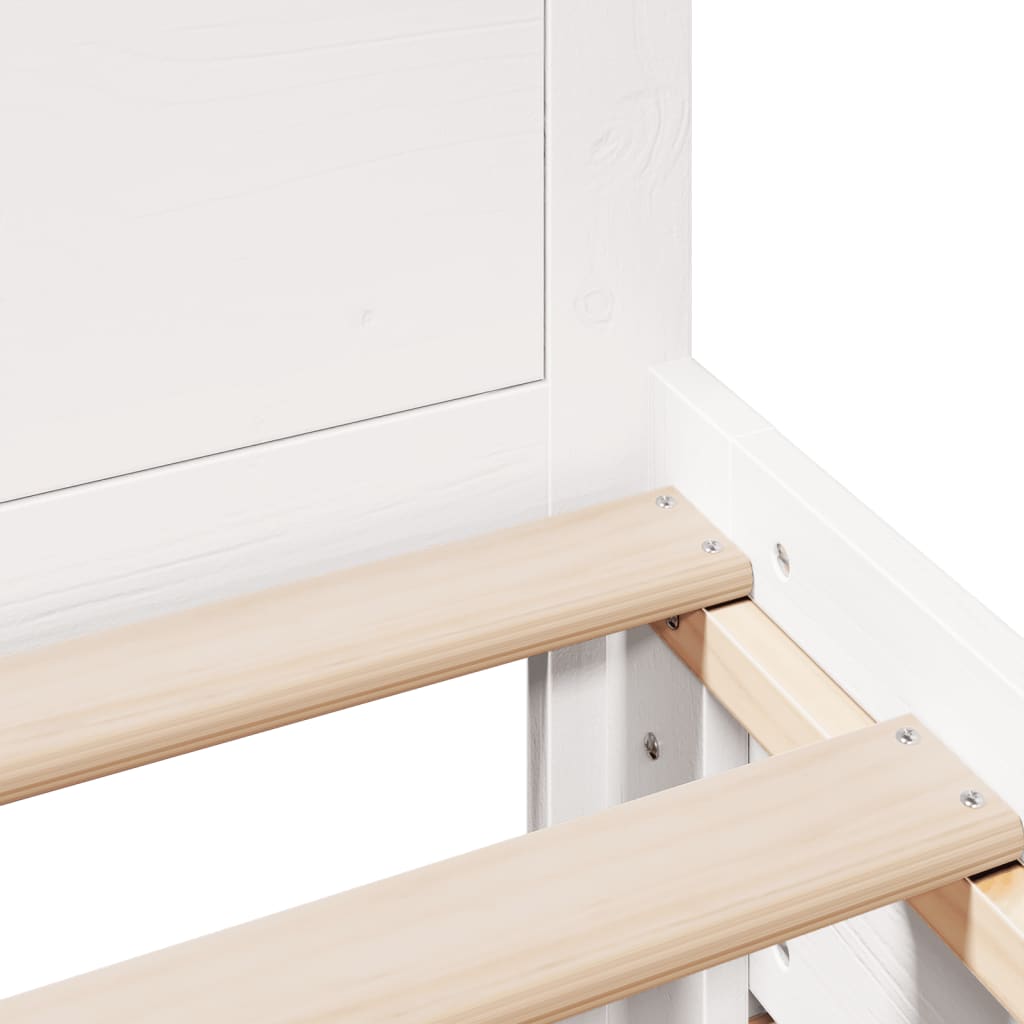 Bed Frame without Mattress with Headboard White 90x200 cm Solid Wood Pine