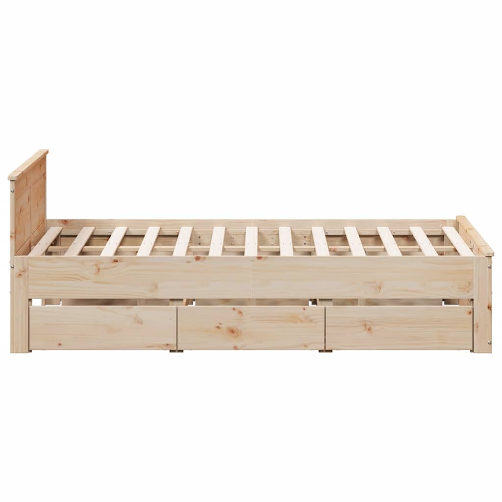 Bed Frame without Mattress with Headboard 140x190 cm Solid Wood Pine