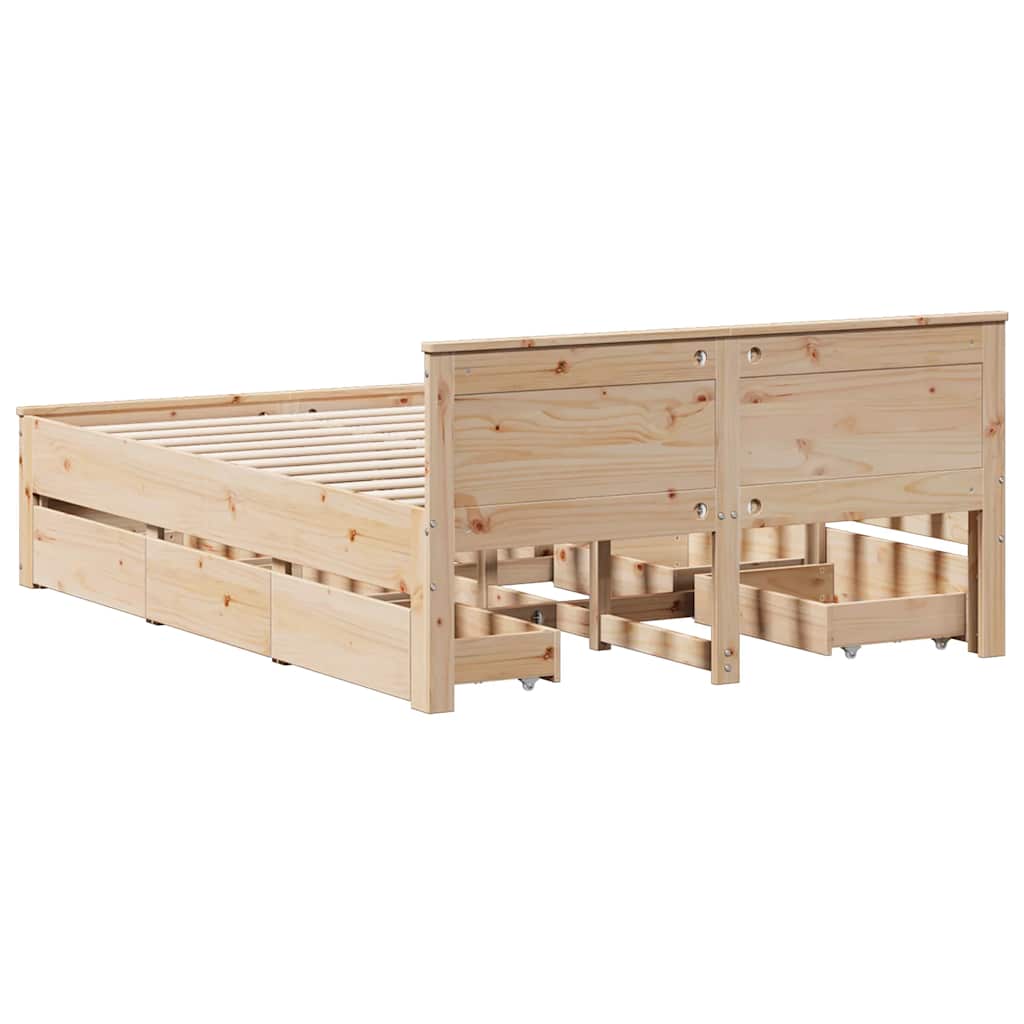 Bed Frame without Mattress with Headboard 140x190 cm Solid Wood Pine