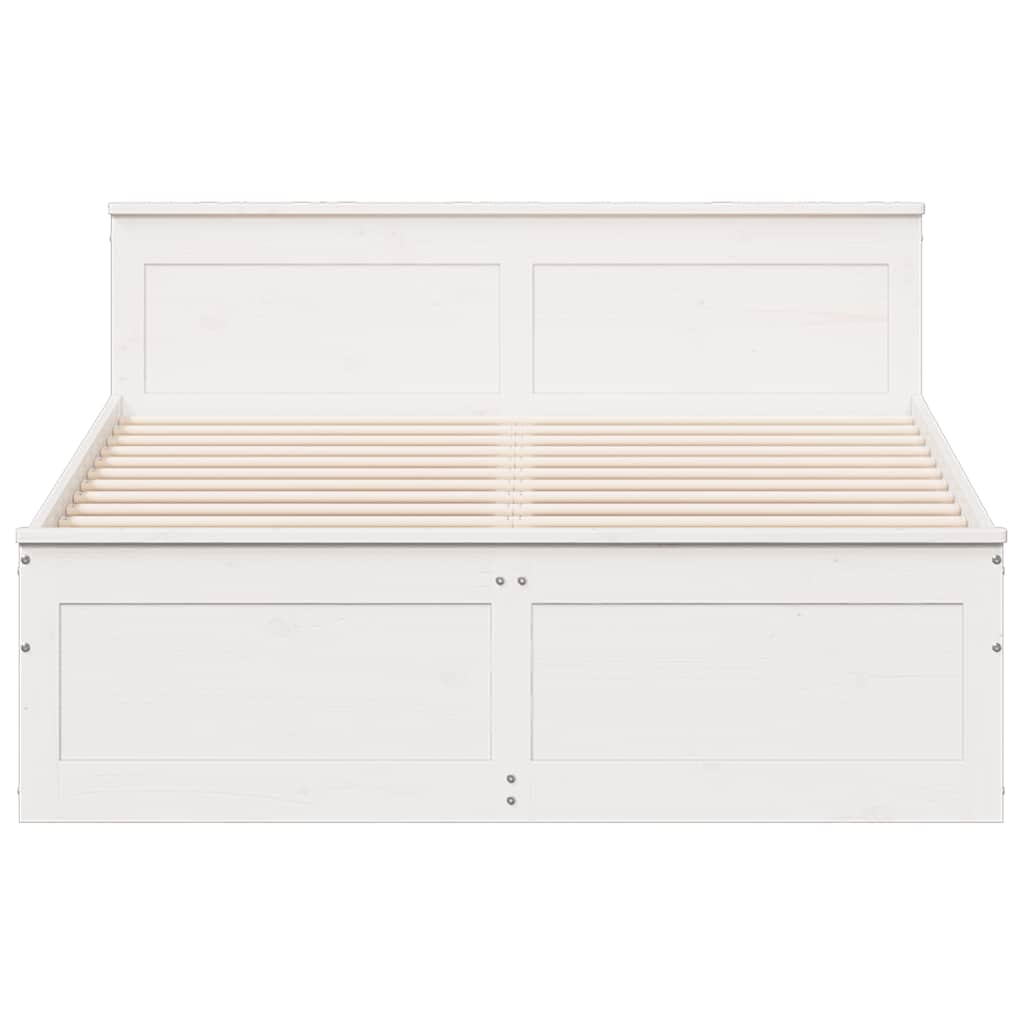 Bed Frame without Mattress with Headboard White 140x190 cm Solid Wood Pine